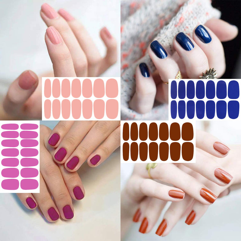 Nail Polish Strips Stickers, DANNEASY 24 Sheets Adhesive Nail Wraps Glitter Solid Color Nail Decals Manicure Kit 1Pc Nail File + Wood Cuticle Stick Kit 1 - BeesActive Australia