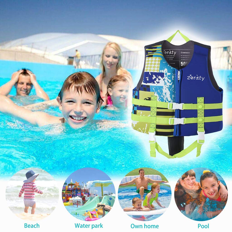 Zeraty Kids Swim Vest Life Jacket Flotation Swimming Aid for Toddlers with Adjustable Safety Strap Age 1-9 Years/22-50Lbs Blue M(Age Recommend 4-6 Years) - BeesActive Australia