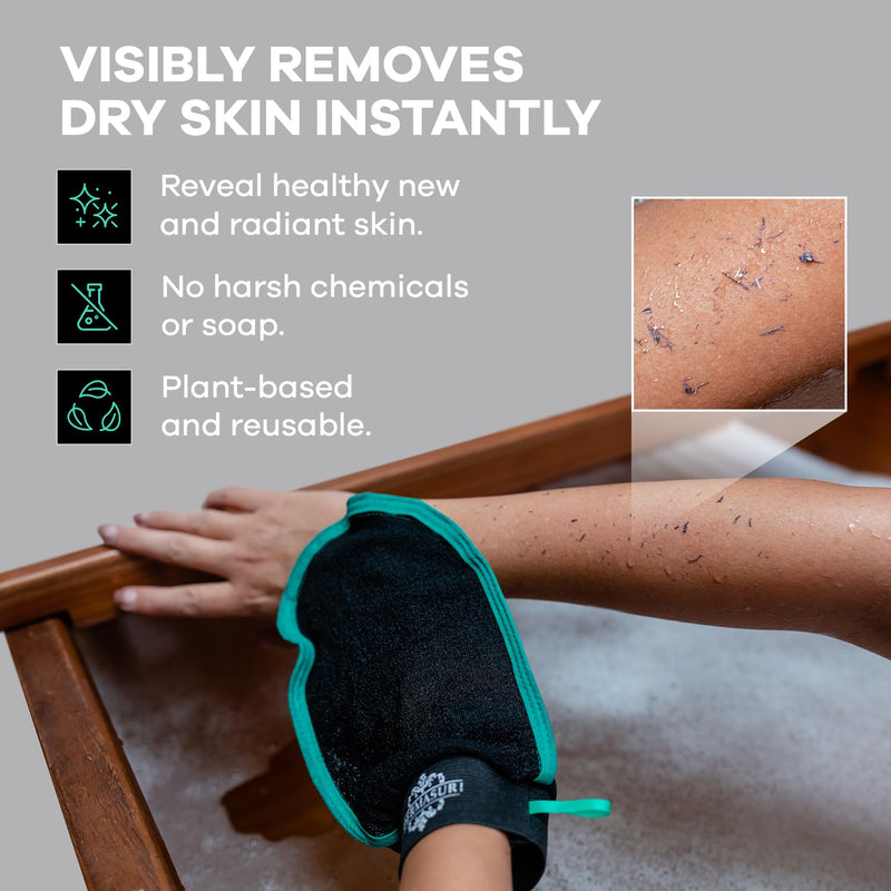 Dermasuri Deep Exfoliating Mitt Body Scrub - Body Scrubber & Skin Cleanser for Women & Men - Skin Exfoliator for Body Tool Remover of Dead & Dry Skin Single Pack - BeesActive Australia