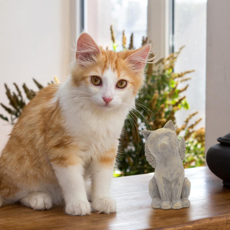 Tsyulog Cat Angel Memorial Figurine, Cat Memorial Gifts, Losing a Cat Sympathy Gift, Cat Gifts for Cat Lovers, Passed Away Cat Gift, Sculpted Hand-Painted Figure Natural-love My Cat (Gray) - BeesActive Australia