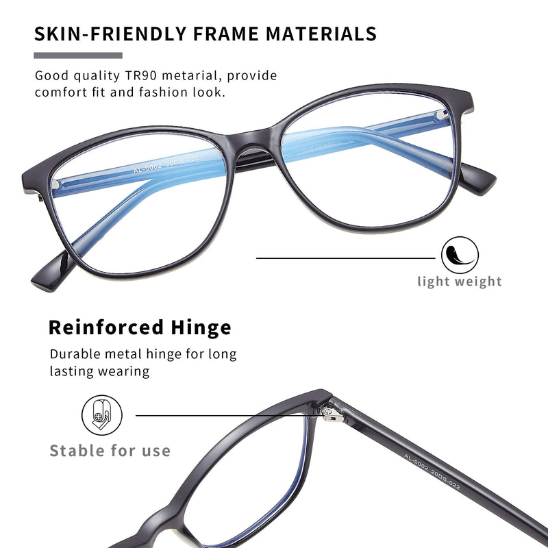 Madison Avenue Blue Light Blocking Glasses Anti Eyestrain UV Glare Blue Light Glasses for Women TV Phone Computer Gaming Eyeglasses Black - BeesActive Australia