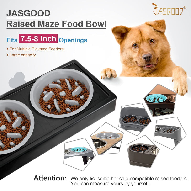 Dog Feeder Slow Eating Bowl for Raised Pet Feeders JASGOOD Maze Food Water Insert Bowl Compatible with Elevated Diners 2 Cups-Fit Opening 7.5"-8"Feeder A-Light Grey - BeesActive Australia