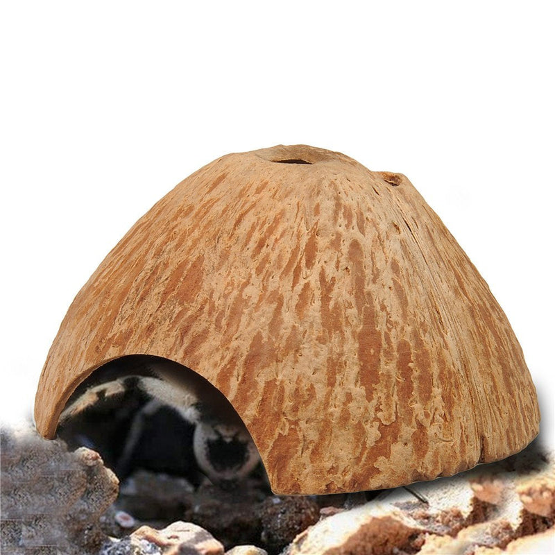 Natural Habitat Hideout Reptile, Lizard, Spider, Aquarium, Fish Hide Cave Hermit Crabs, Hamsters Natural Coco Hut Organic Non-Toxic Aquarium Decoration - BeesActive Australia