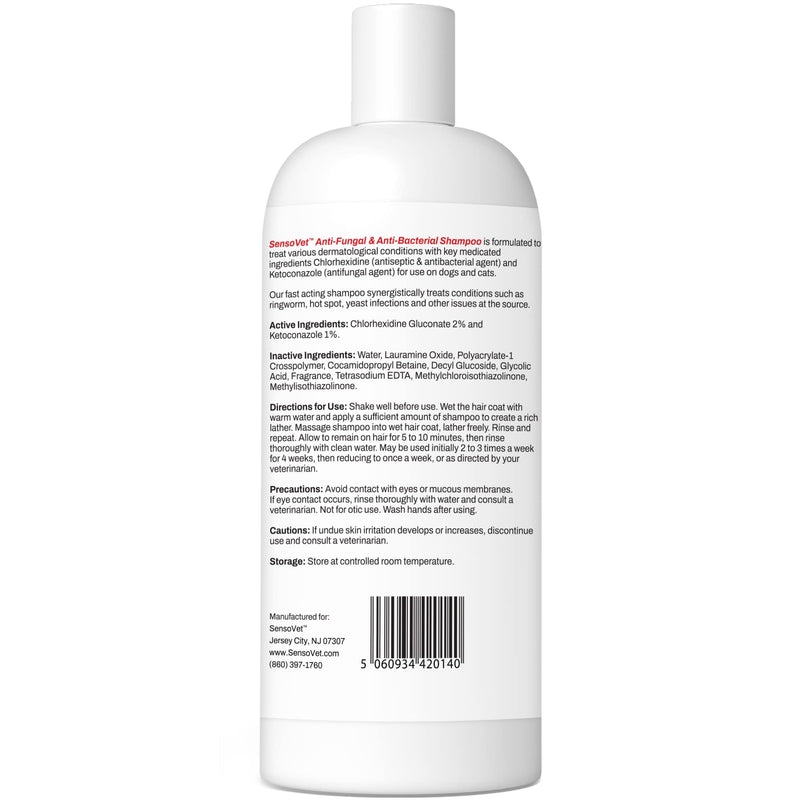 SensoVet Anti-Fungal & Anti-Bacterial Medicated Shampoo for Dogs & Cats - Treats & Relieves Ringworm, Hotspot, Yeast, Skin Infections - Itching Relief - BeesActive Australia