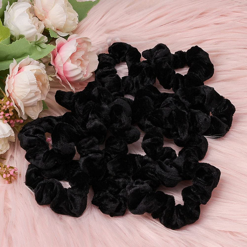 Lanjue 12pcs Fabric Scrunchies Hair Elastics Ties，Black Hair Scrunchies Elastic Hair Ties Women Accessories - BeesActive Australia
