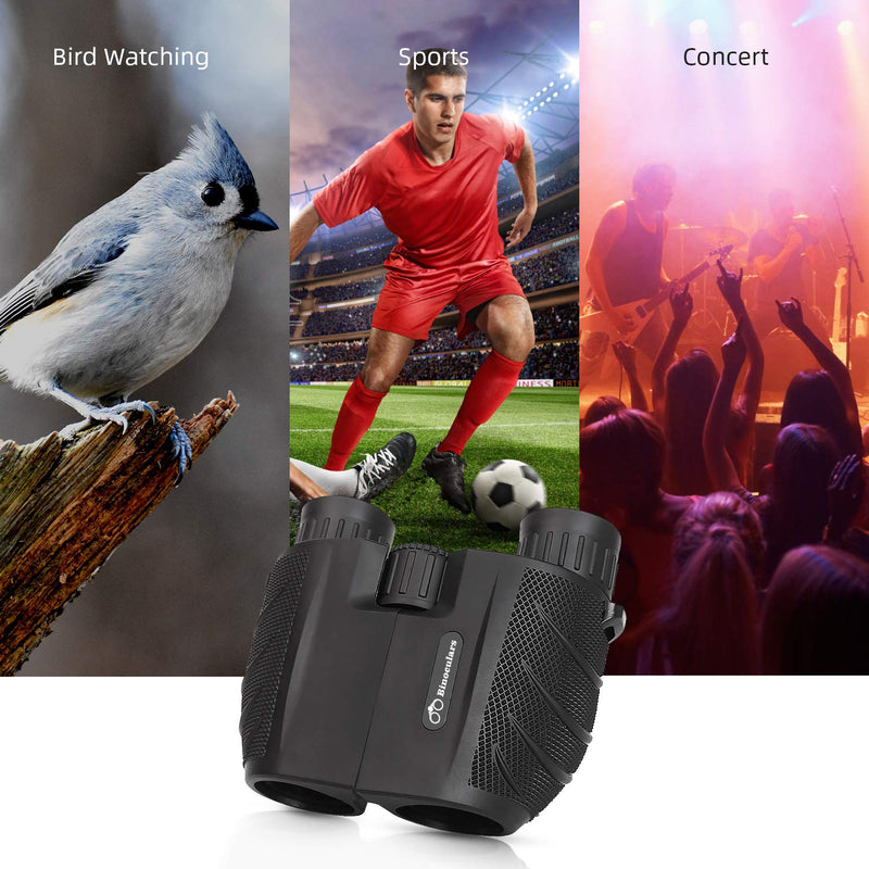 10x25 Compact Binoculars, High Powered Binoculars for Adults with Low Light Night Vision, Easy Focus Binoculars Clear for Bird Watching, Outdoor Sports Games and Concerts Black - BeesActive Australia