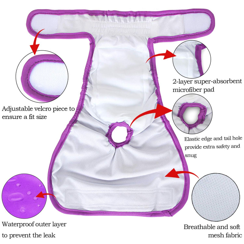 Teamoy Washable Female Dog Diapers, Reusable Doggie Diaper Wraps for Female Dogs, Super-Absorbent and Comfortable S (Pack of 4) Black+ Purple+ Green+ Rose Red (4pcs) - BeesActive Australia