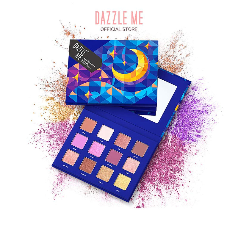 DAZZLE ME Moon Eyeshadow Palette Disc Shimmer Matte Colorful Eyeshadow 12 Colors Blue - BeesActive Australia