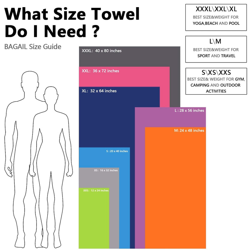 BAGAIL Basics Microfiber Camping Towels Perfect Sports & Travel & Beach Towel. Fast Drying - Super Absorbent - Ultra Compact. Suitable for Gym, Beach, Swimming, Backpacking… Blue XX-Small(12 x 24 inches) - BeesActive Australia
