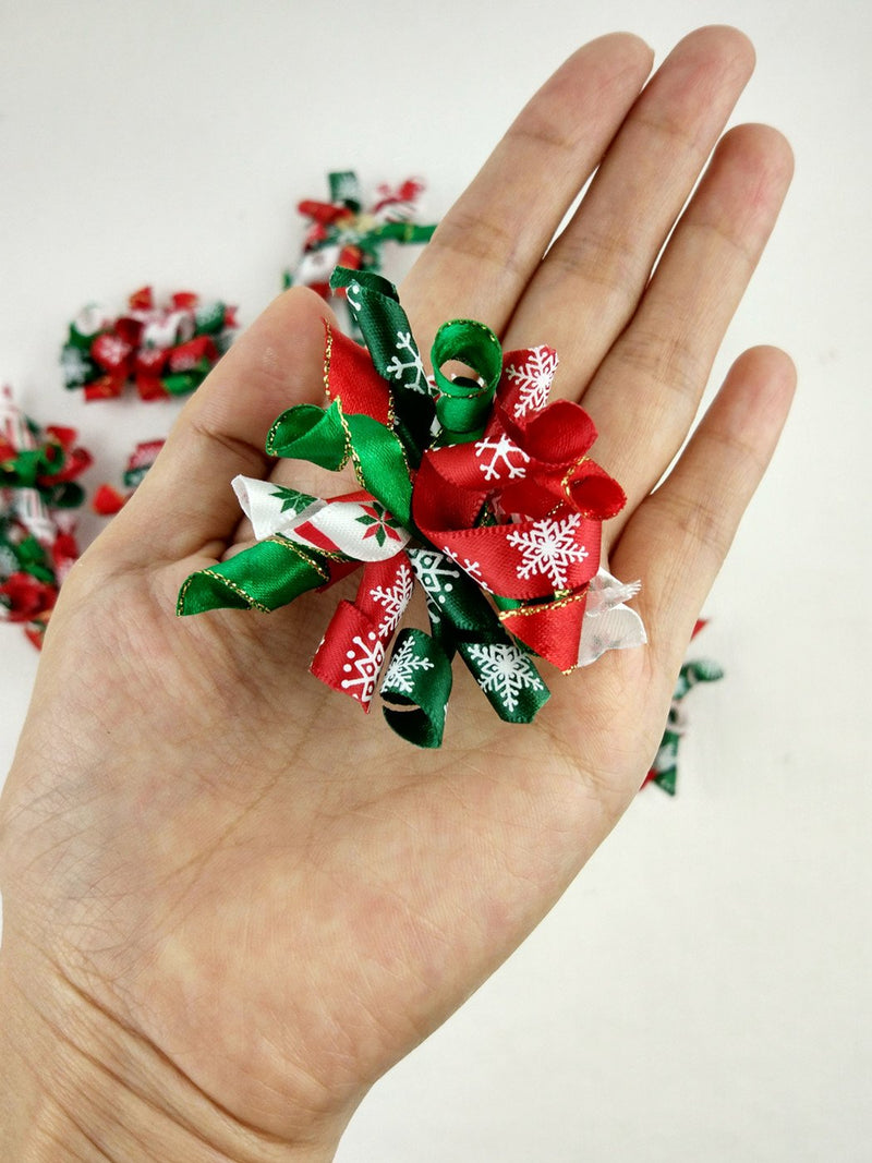 Hixixi 20pcs/Pack Pet Dog Cat Xmas Hair Bows Puppy Grooming Bows Hair Accessories with Rubber Bands B# - BeesActive Australia