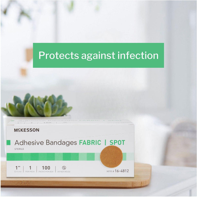 McKesson Adhesive Bandages, Sterile, Fabric Spot, 1 in, 100 Count, 1 Pack - BeesActive Australia