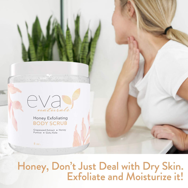 Honey Exfoliating Body Scrub – Hydrating Body Exfoliator Infused with Natural Extracts Smooths and Nourishes Skin – Gentle Honey Skin Scrub Self Care Gifts for Women and Men by Eva Naturals, 8 oz. - BeesActive Australia