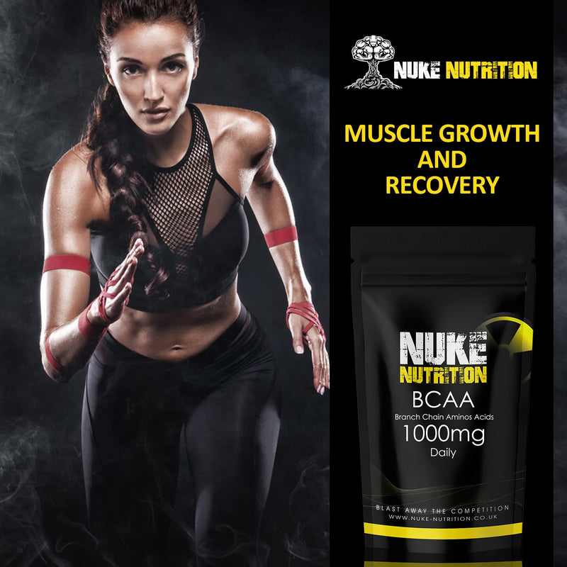 Nuke Nutrition BCAA Capsules | 120 Capsules 1000mg | Advanced Essential Amino Acids Supplement to Build Lean Muscle | Boost Recovery, Muscle Building & Growth | Leucine, Isoleucine & Valine | Vegan 120 Count (Pack of 1) - BeesActive Australia