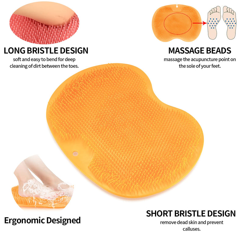 2 Pcs Foot Scrubber Cleaner Massager, Shower Foot Massager Cleaner Mat, Bath Feet & Toe Cleaner Massager Brush Pad with Non-Slip Suction Cups Massaging Bristles for Exfoliation Acupressure - BeesActive Australia