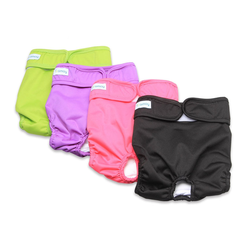 Teamoy Washable Female Dog Diapers, Reusable Doggie Diaper Wraps for Female Dogs, Super-Absorbent and Comfortable S (Pack of 4) Black+ Purple+ Green+ Rose Red (4pcs) - BeesActive Australia