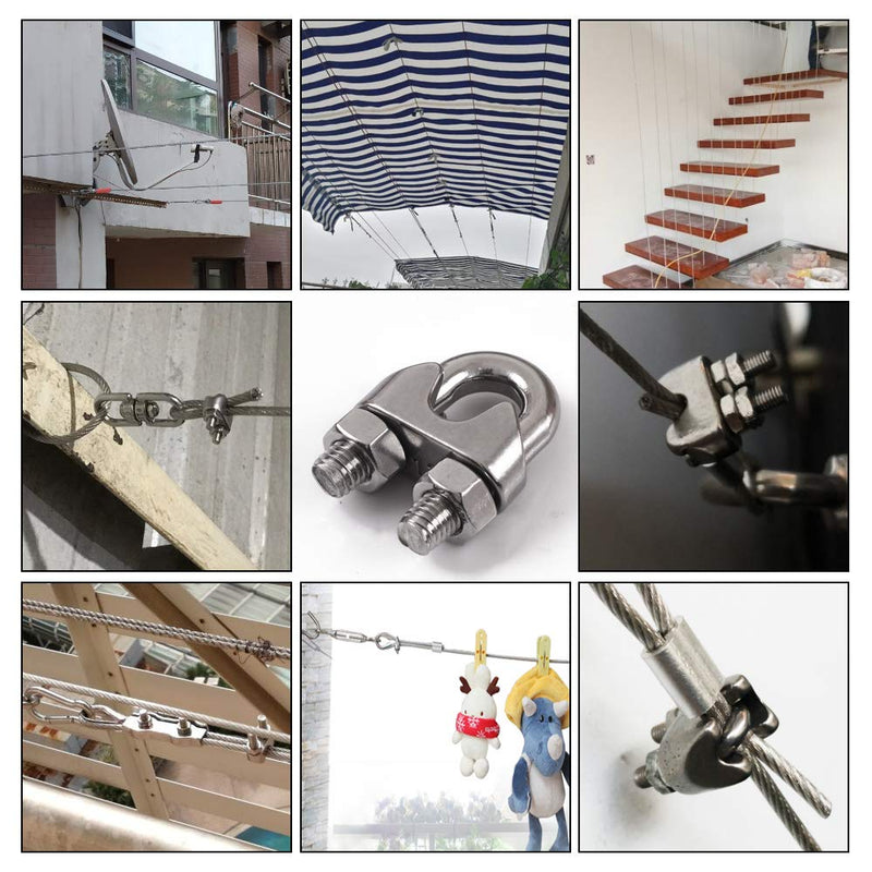 Cozihom 1/2 Inch M12 Wire Rope Cable Clip Clamp, 304 Stainless Steel, U Bolt Saddle Fastener, 4 Packs - BeesActive Australia