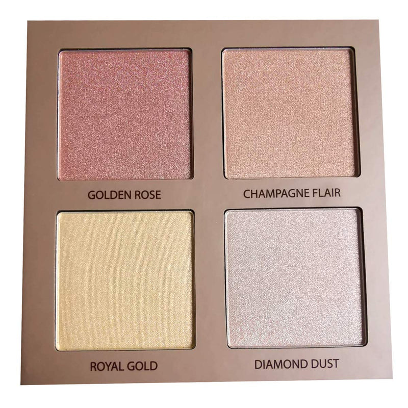 Highlighter Palette Highlighter Makeup Iluminador - Glow Bronzer Powder Makeup Highlighter Kit With Mirror - 4 Highly Pigmented Face Highlighter Shimmer Colors - Vegan, Cruelty Free & Hypoallergenic - BeesActive Australia