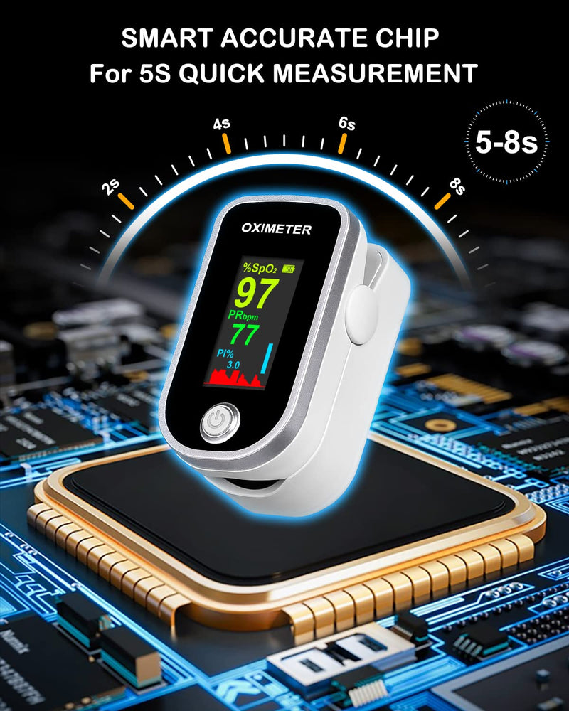 Pulse Oximeter Fingertip - Oxygen Meter Finger Pulse Oximeter - Blood Oxygen Saturation Monitor with Heart Rate and Fast Spo2 Reading, Pulse Ox with TFT Screen, Lanyard - BeesActive Australia