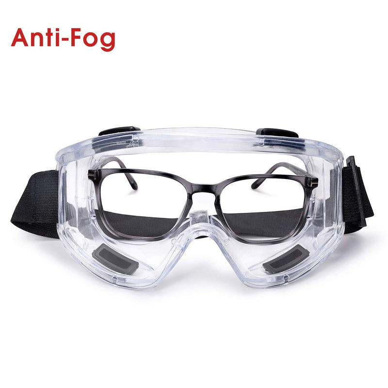 Safety Goggle Anti Fog Over Prescription Glasses for Chemistry Lab Impact Resistant Lens Eye Protection C1 Transparent Anti-blue Light Lens - BeesActive Australia