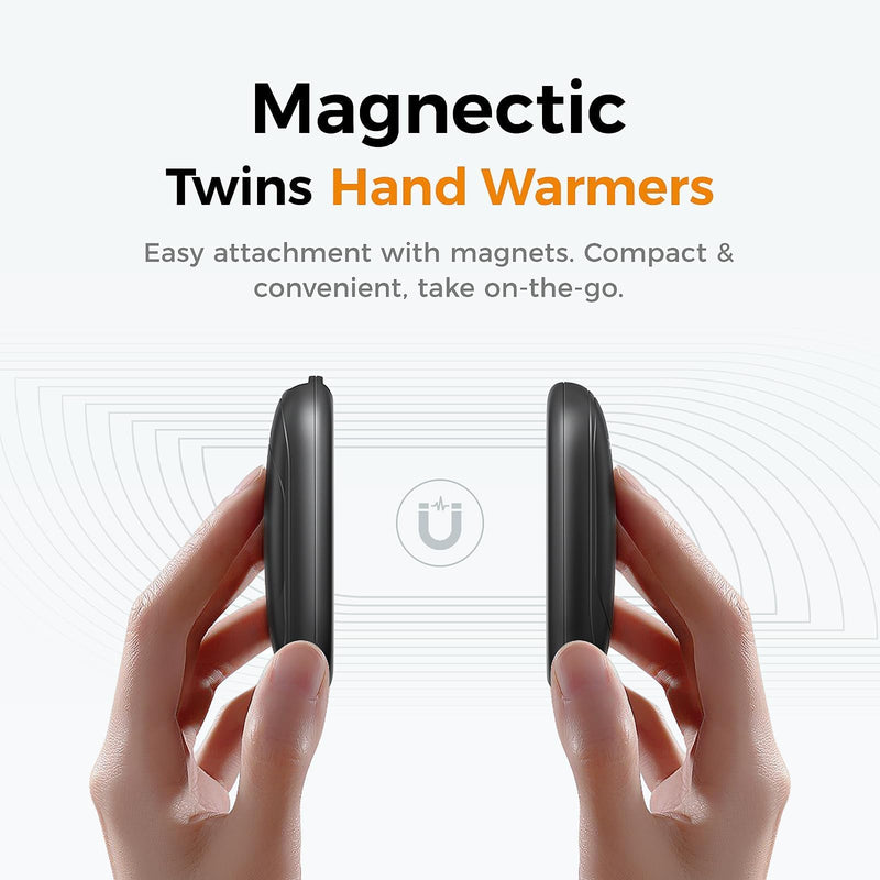 OCOOPA 2in1 Magnetic Rechargeable Hand Warmers, Electric Pocket-Sized Handwarmers, Light Sleek Stylish, UL Certified, 3 Heat Settings, Electronic Gifts for Men, Women Purse Must Haves, UT3 Lite Black - BeesActive Australia