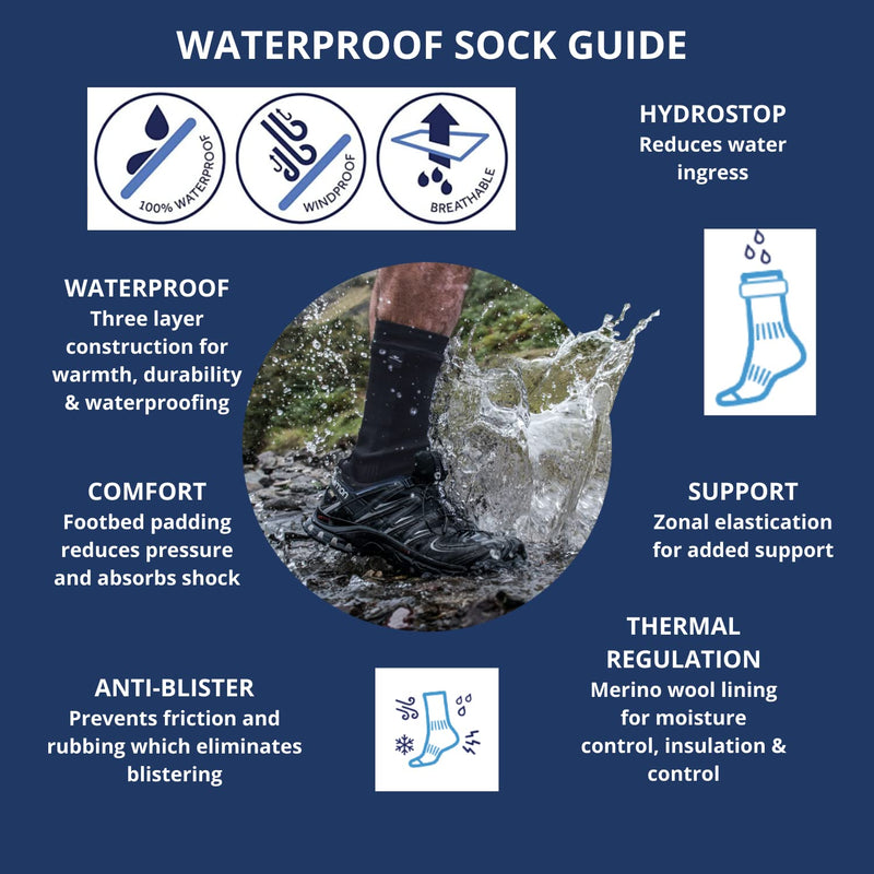 SEALSKINZ Unisex Waterproof Cold Weather Knee Length Sock Large Black/Grey - BeesActive Australia