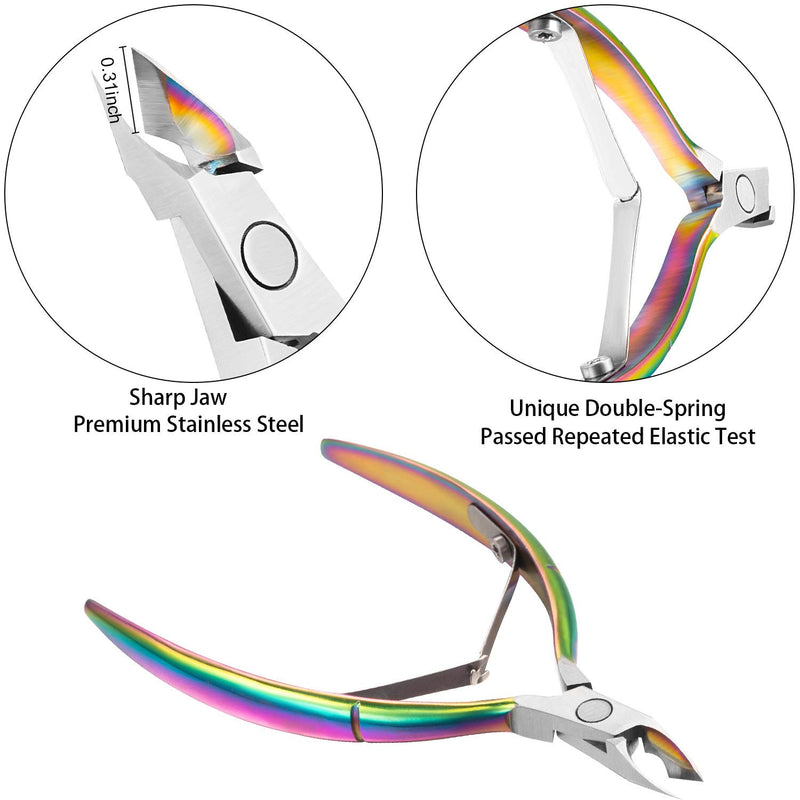 Bememo Cuticle Nipper with Cuticle Pusher Stainless Steel Cuticle Remover and Cutter Beauty Tool for Fingernails and Toenails (Chameleon) Chameleon - BeesActive Australia