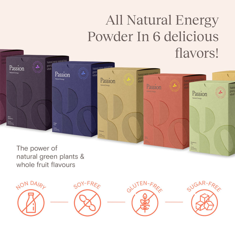 Yoli Passion Energy Drink Powder Mix - Natural Energy Drink Mix for Endurance and Stamina, 30 Packets - Peach Mango Flavor Peach Mango - 30 Packets - BeesActive Australia