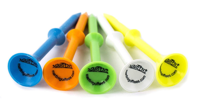 Martini Golf Tees DMT007 Durable Plastic Step-UP Tees (5 Pack), Assorted Colors, 3.25" - BeesActive Australia