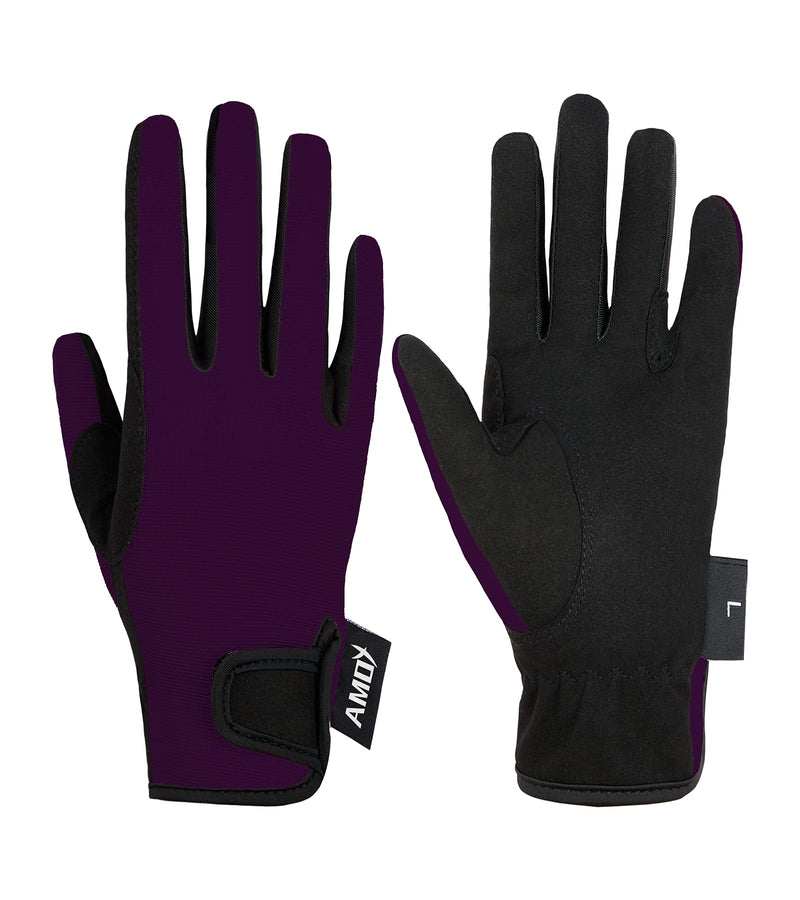 Amoy Kids Horse Riding Gloves Breathable Children Equestrian Horseback Anti-Slipping Boys & Girls Youth Outdoor Biking Cycling Sport Mitts Deep Purple M (Age 8-10) - BeesActive Australia