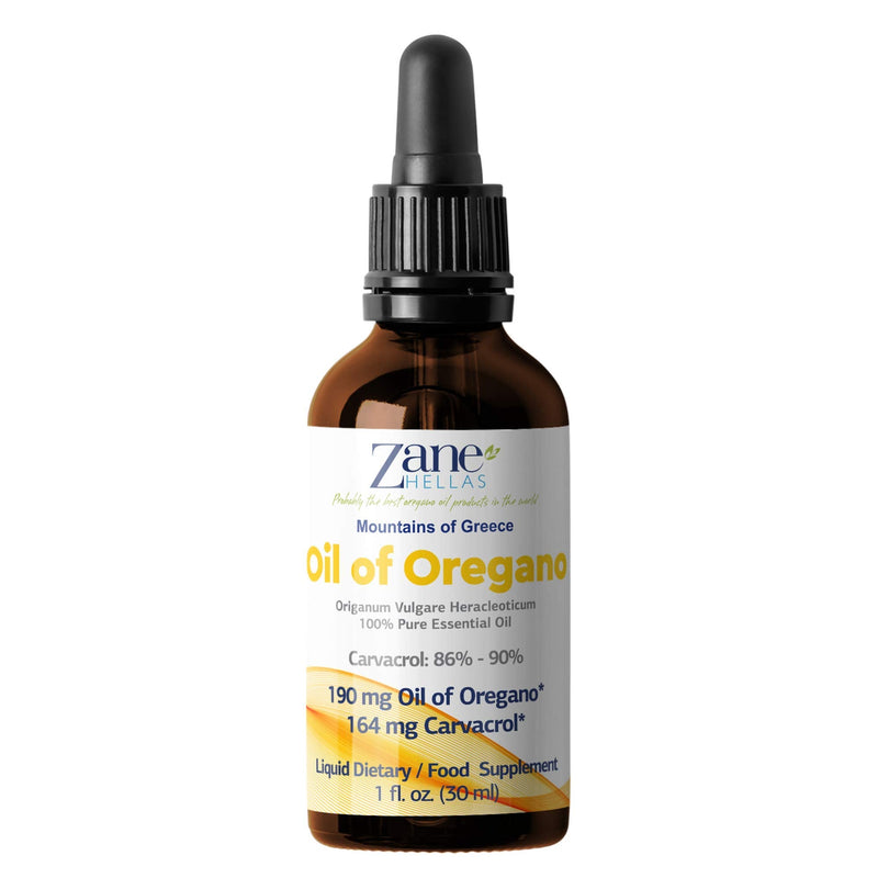 Zane Hellas 190 mg Oregano Oil-164 mg Carvacrol per Serving-4 Drops Daily. 100% Greek Undiluted Oil of Oregano. 86%-90% Min Carvacrol. Probably The Best Oregano Oil in The World. 1 fl. oz.-30ml. - BeesActive Australia