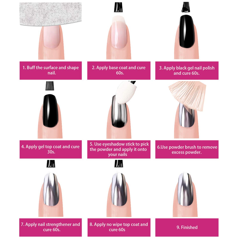 Holographic Chrome Nail Powder, Unicorn Mirror Effect Premium Salon Rainbow Nail Glitter Manicure Pigments, 0.04oz/1g - BeesActive Australia