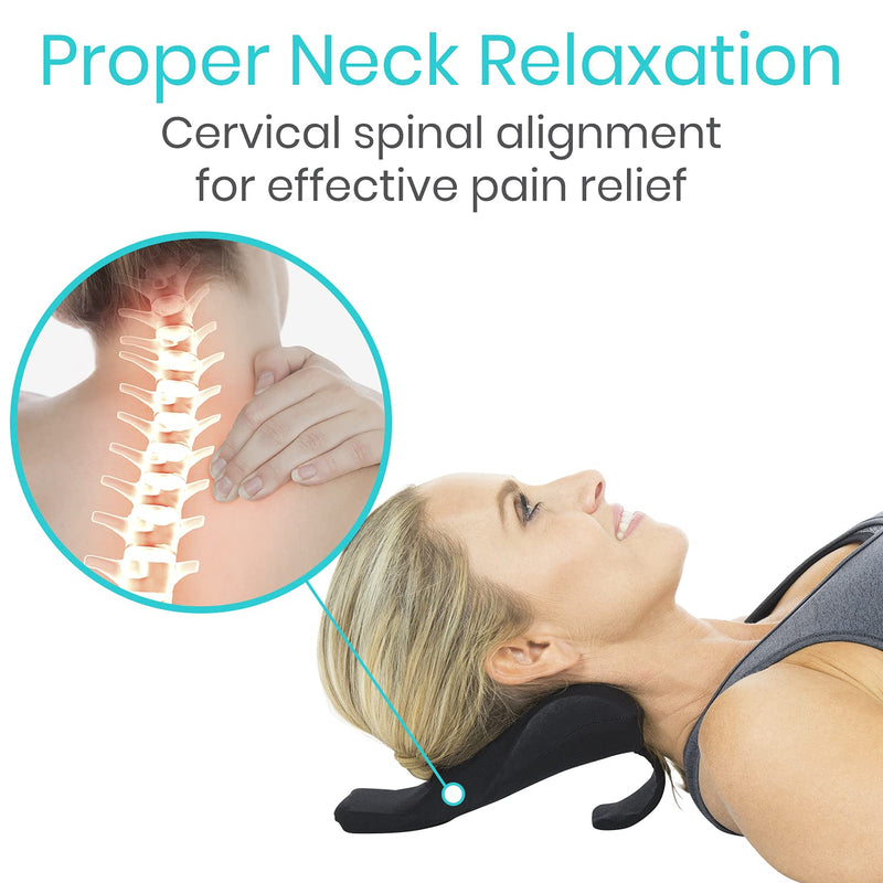 Vive Neck and Shoulder Relaxer - Chiropractic and Stretcher Support Pillow - Cervical Spine Traction Device, Neckbone Muscle Tension Reliever - Pressure Relief, Stiff Chronic Pain, Disc Alignment Black - BeesActive Australia