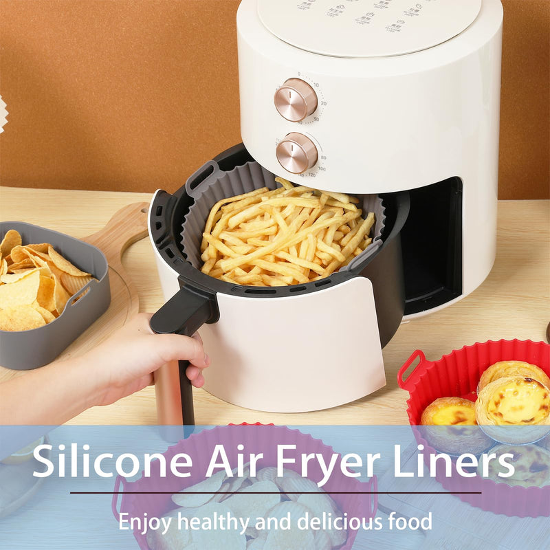 Foopama Air Fryer Silicone Liners, Pot 2 Pcs Reusable Non-Stick Air Fryer Basket Bowl Fit 2-5QT Air fryer Baking Replacement of Flammable Parchment Paper(6.5 Inch) Silicone-Round 6.5inch-2PCS - BeesActive Australia