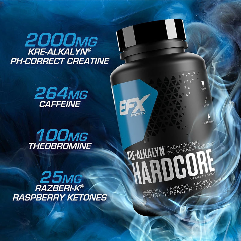 All American EFX Kre Alkalyn Hardcore, 120 caps | Build Muscle & Enhance Performance | Thermogenic pH Correct Creatine Monohydrate Pill Supplement - BeesActive Australia