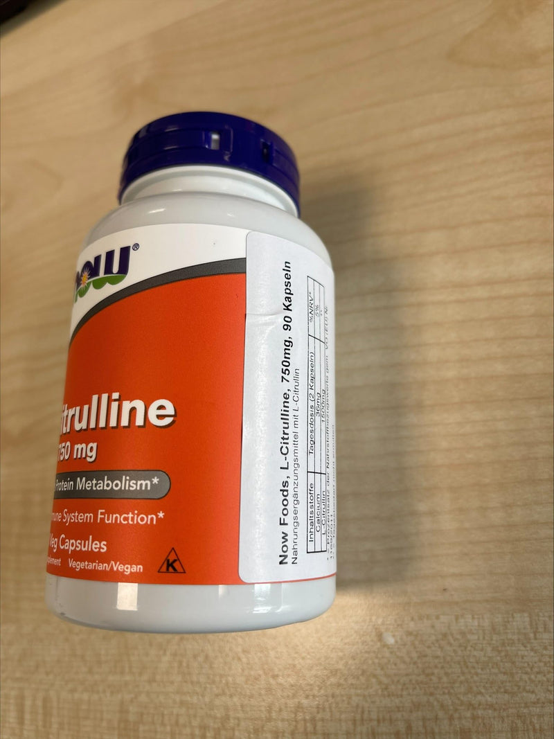 Now Foods, L-Citrulline, 750mg, 90 Vegan Capsules, Amino Acid, Lab-Tested, Gluten Free, Soy Free, GMO Free - BeesActive Australia