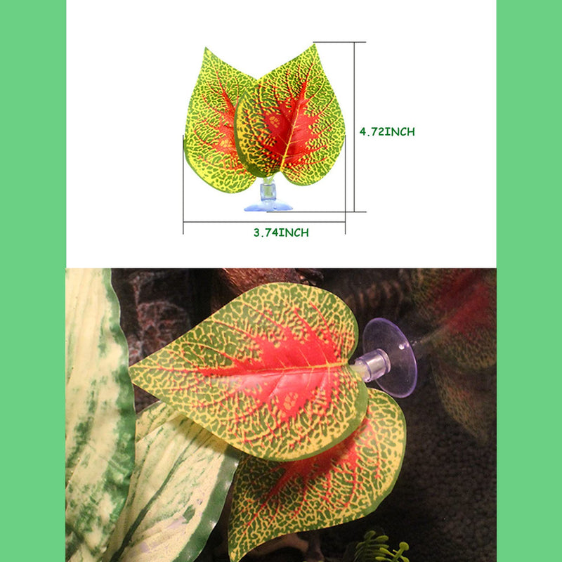 Reptile Plants Leaves Terrarium Plants Habitat Decoration Accessories Decorate Grass Leaf with Suction Cup for Gecko Snake Tortoise 5pcs - BeesActive Australia