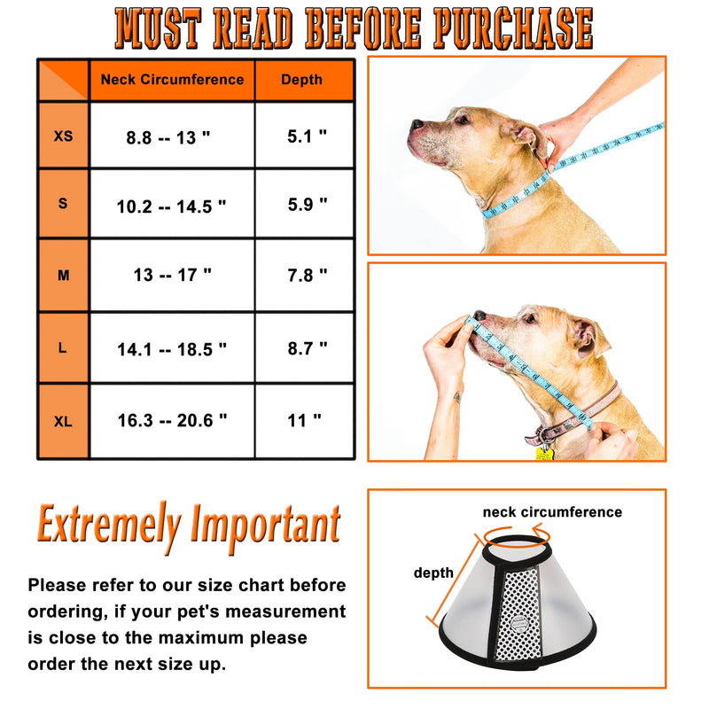 Care4U Dog Cone Collar Soft, Cat Cone Collar for After Surgery Anti-Bite Lick,Elizabethan Collar for Large Dogs Medium Dogs Small Dogs,Translucent Reusable Soft Dog Cone 15-17" - BeesActive Australia