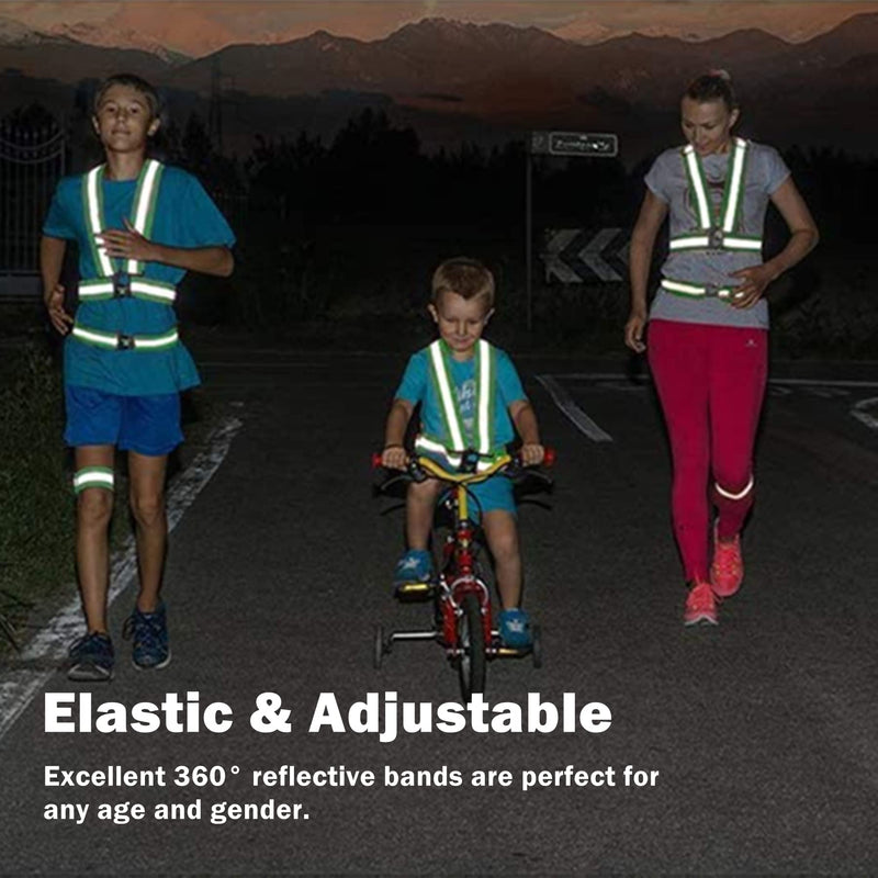 Reflective Vest 2 Pack, High Visibility Reflective Running Gear Safety Vest Straps for Men Women Kids for Night Running Walking Cycling (Black) - BeesActive Australia