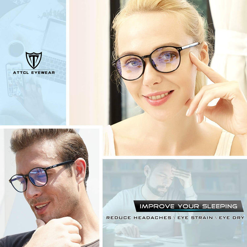 ATTCL Unisex Blue Light Blocking Glasses Women Men for Reduce Headache Anti Eye Fatigue TR90 Frame Black - BeesActive Australia