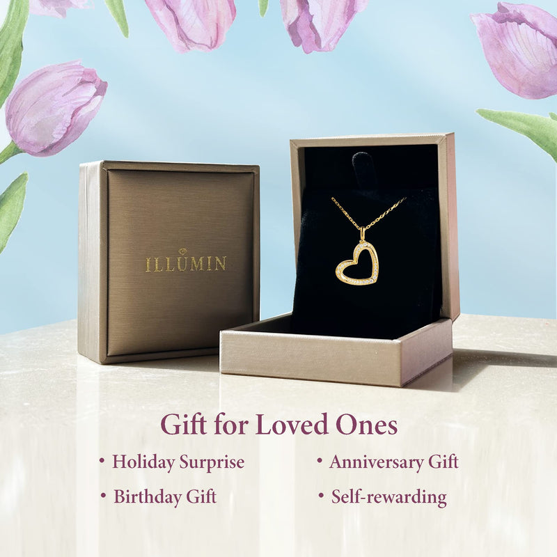 ILLUMIN Tender Tilted Heart Pendant Necklace for Women 16-18 inch Adjustable Cable Chain Yellow Gold gold vermeil - BeesActive Australia