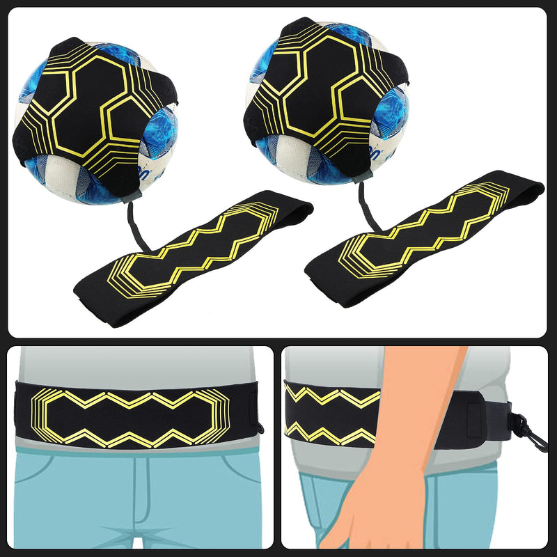 2 Pieces Soccer Trainer Soccer Training Equipment Aid Adjustable Football Training Belt Solo Soccer Trainer for Kids Adults for Volleyball Control Skills Juggling Kicking Practice Yellow - BeesActive Australia