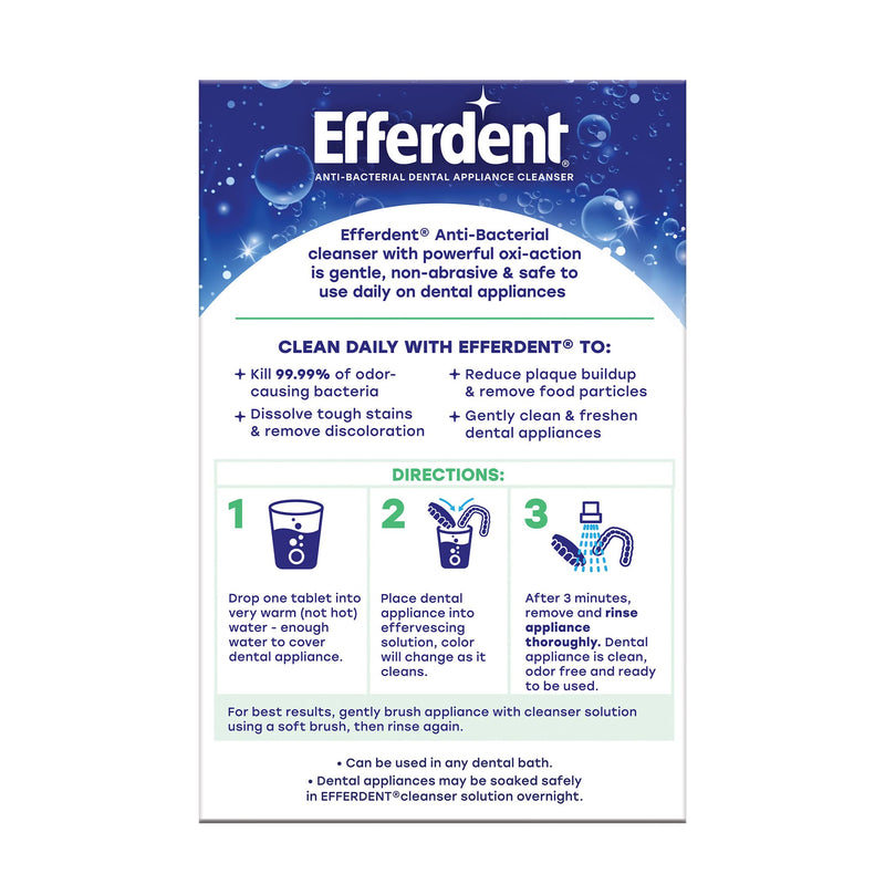 Efferdent Plus Mint Anti-Bacterial Denture Cleanser | 90 tablets | Actively Cleans Between Dentures | Packaging May Vary - BeesActive Australia