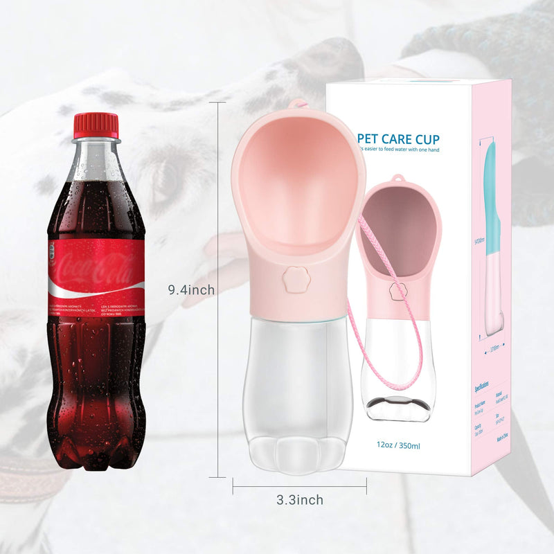 MAEXUS Dog Water Bottle, Travel Water Bowls for Dogs, Portable Dog Bowl with Leak Proof, Puppy Water Dispenser for Doggie Outdoor Walking Hiking, Dog Travel Water Bottle Food Grade (12 Oz) Pink - BeesActive Australia