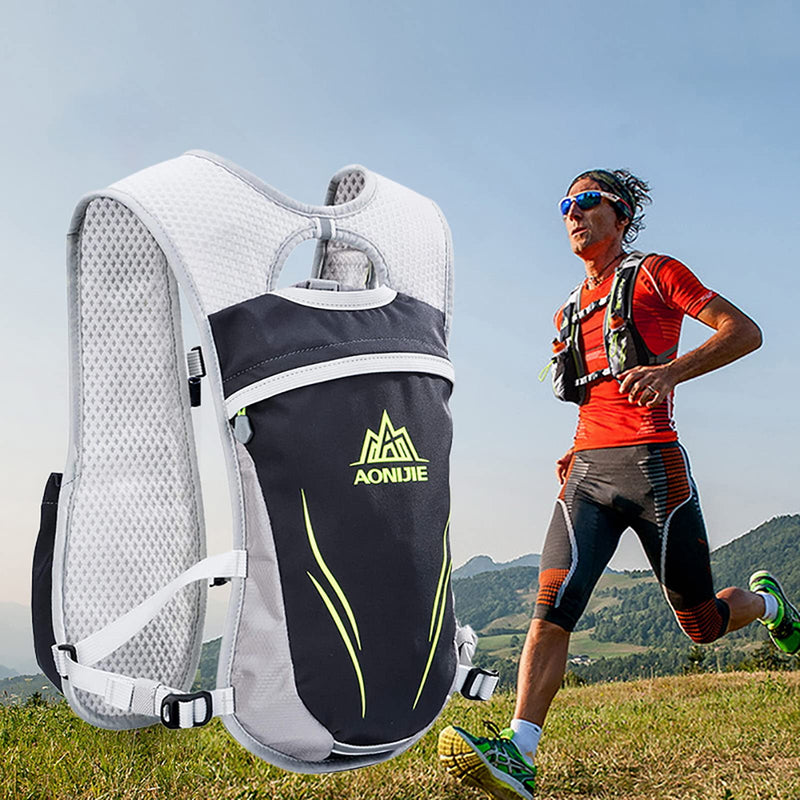 AONIJIE Hydration Backpack Vest, 5.5L Capacity, Multi-Pocket Design, Breathable and Lightweight, Pack for Outdoor Sports - Running, Cycling, Climbing and Hiking Gray - with a water bladder (1.5L) - BeesActive Australia