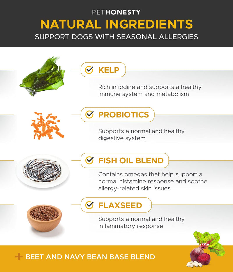 PetHonesty Allergy Skin Health - Fish Oil for Dogs with Omegas, DHAGold, Flaxseed, Probiotics for Itch-Free Skin, Shiny Coats, Helps Reduce Shedding - Soft Chews for Healthy Skin & Coat Salmon - BeesActive Australia