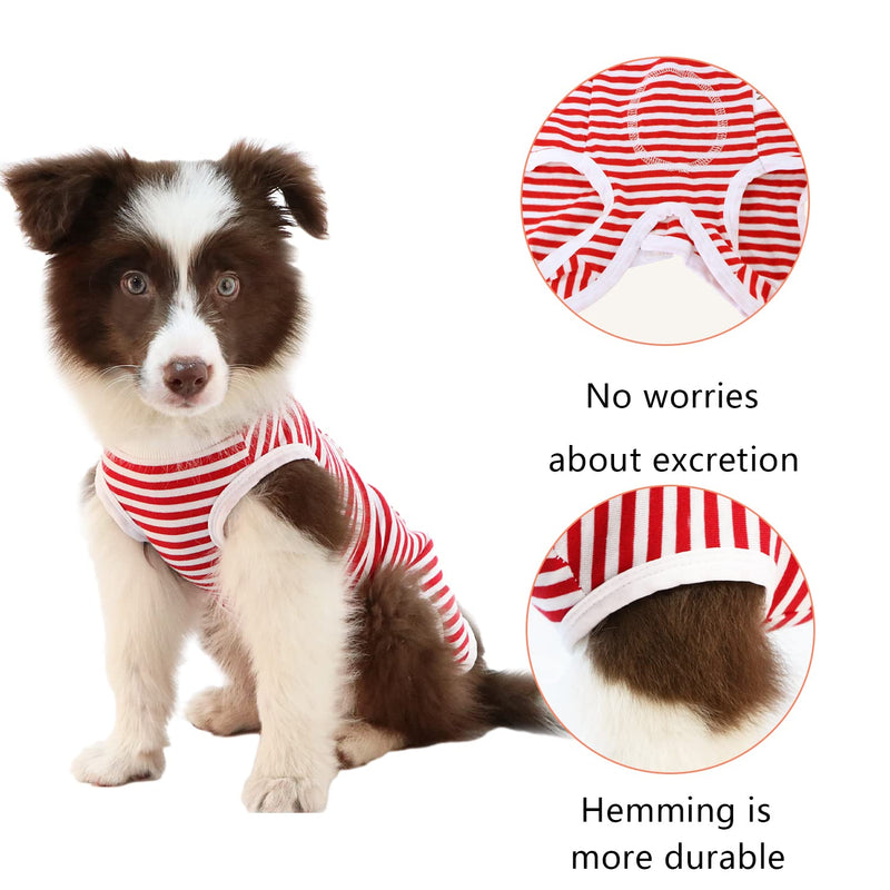 ZIMAOSHAN Recovery Suit for Dogs After Surgery,E-Collar & Cone Alternative，Prevent Licking Dog Bodysuit，Anti-Biting Lick Wound,Surgical Onesies for Female Male,Shedding Suit for Dogs XX-Large Red stripe-short - BeesActive Australia
