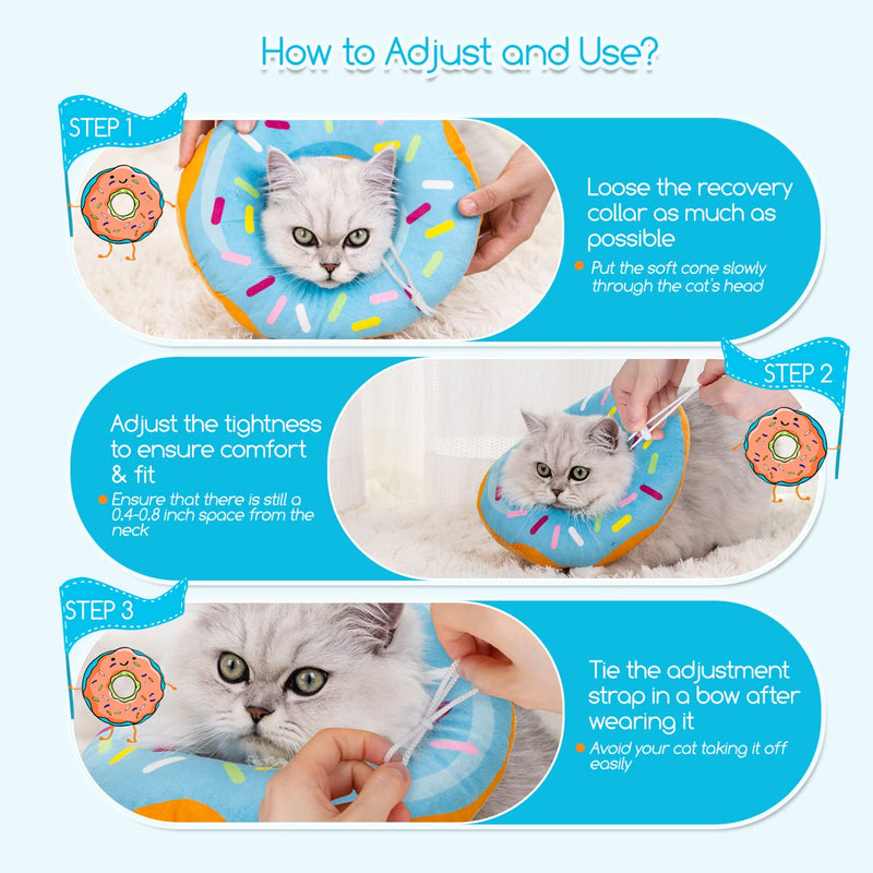 Cat Cone Collar Soft, Nobleza Adjustable Cute Donut Pet Recovery Collar for Wound Healing, Comfy Alternative Elizabethan Collar Medical Neck Pillow After Surgery Medium - BeesActive Australia