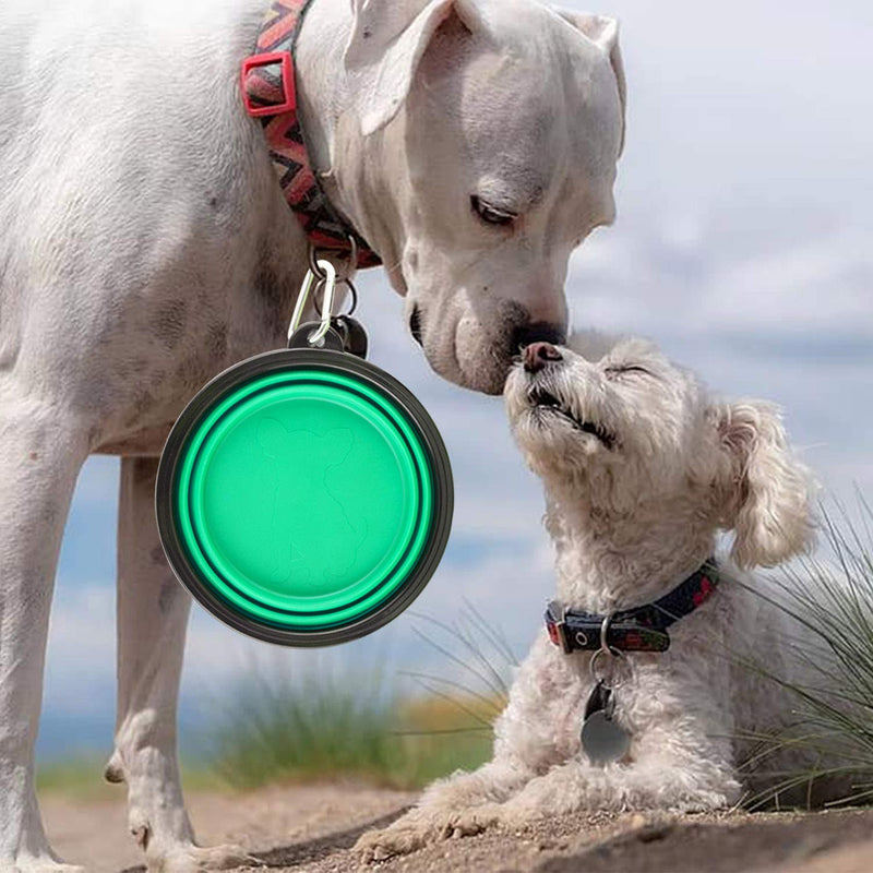Large Collapsible Dog Bowls, 34oz Travel Water Food Bowls Portable Foldable Collapse Dishes with Carabiner Clip for Traveling, Hiking, Walking, 2 Pack (Light Blue + Light Green) - BeesActive Australia
