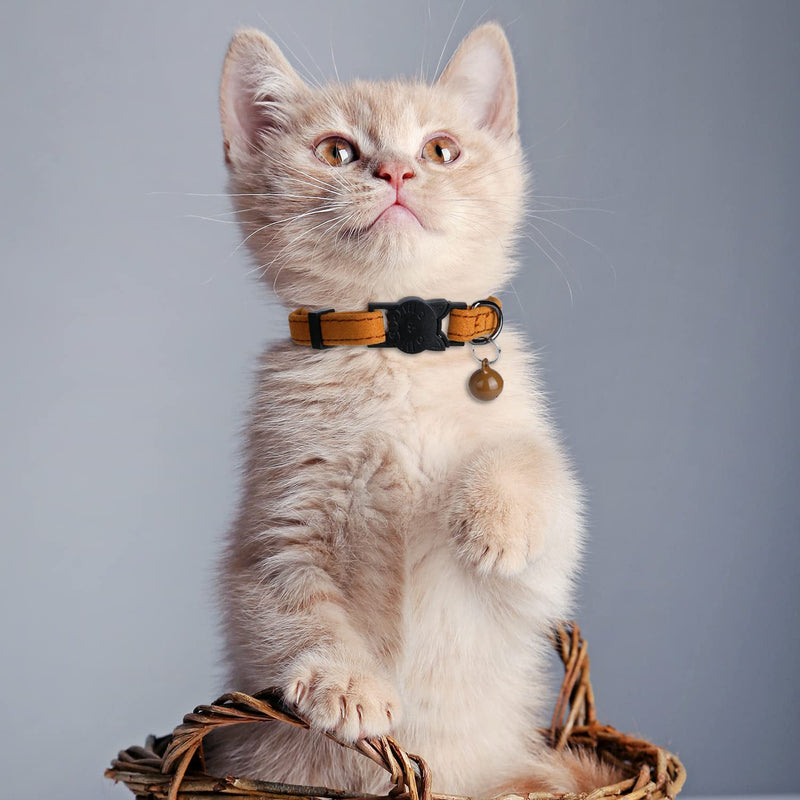 Faleela Soft Microfiber Leather Cat Collar,Breakaway Collar with Bell, Adjustable for Cats and Puppy Girl Boy 7.5"-11" Black - BeesActive Australia