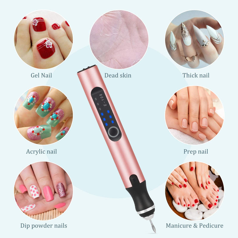 Electric Nail Drill Kit, Professional Rechargeable Cordless Nail File Machine, Manicure & Pedicure Nail Drill Kit for Acrylic Nails, Gel Nails, Exfoliating, Polishing, Nail Removing, Home Salon Use - BeesActive Australia